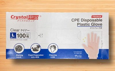 Crystal Wrap CPE Disposable Plastic Glove Large 100Pcs